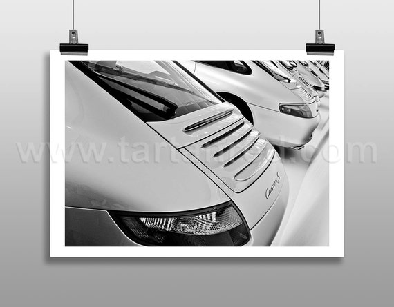 Print from original photograph of a line of Porsche Through the Ages, Carerra, 911, 964, 959, 993, 996, 997, Turbo, GT3, GT2, 991, 911 Turbo
