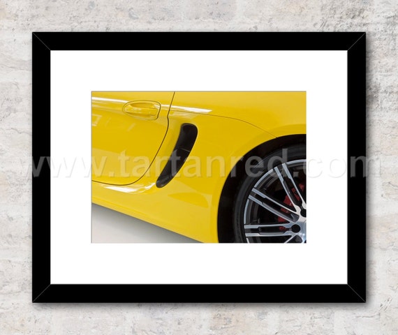 Print from original photograph of a Porsche Boxster GTS, 981, Yellow, 2014 model year