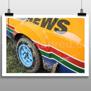 Print from original photograph of a Ford Escort MkII RS1800, Group 4 Rally Car, Russell Brookes, Andrews Heat for Hire livery
