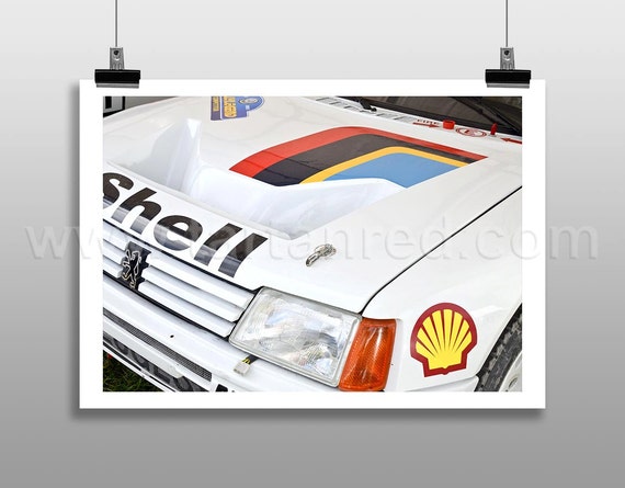 Print from original photograph of a Peugeot 205 T16 Group B Rally Car, World Rally Championship, 1980s