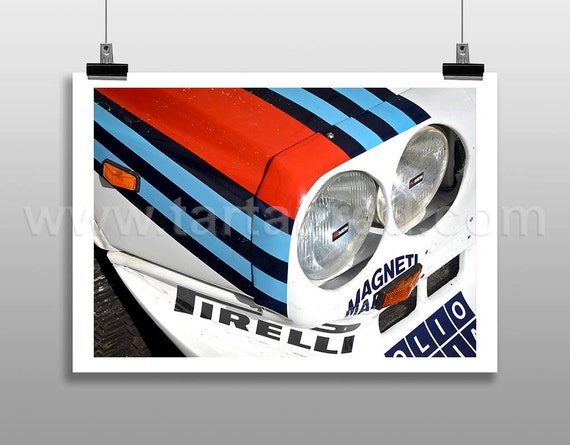 Print from original photograph of a Lancia Delta S4, Group B Rally Car, Martini Livery, 1980s Rallying