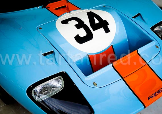 Canvas Print from Original Photograph of a Ford GT40, Le Mans 24 Hour, 1960s Endurance Racing Car, A4 or A3 Fine Art Giclee