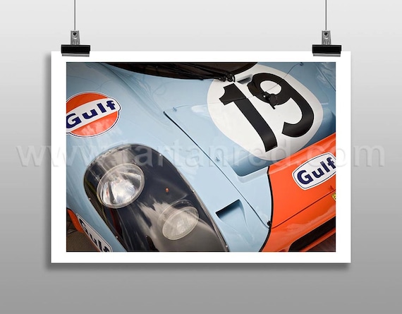 Print from original photograph of a Porsche 917 K, Le Mans 24 Hour Race, Gulf Livery, Steve McQueen, Brian Redman