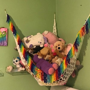 RAINBOW, stuffed ANIMAL STORAGE, toy hammock, toy storage, gift idea, boho, stuffed animal, organize, fringe, rainbow baby, free shipping image 5