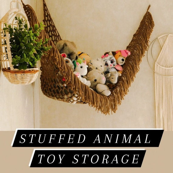 Boho TOY Hammock Stuffed ANIMAL STORAGE Plush Storage Organizer Gift Idea  Minimalist Bohemian Macramé 
