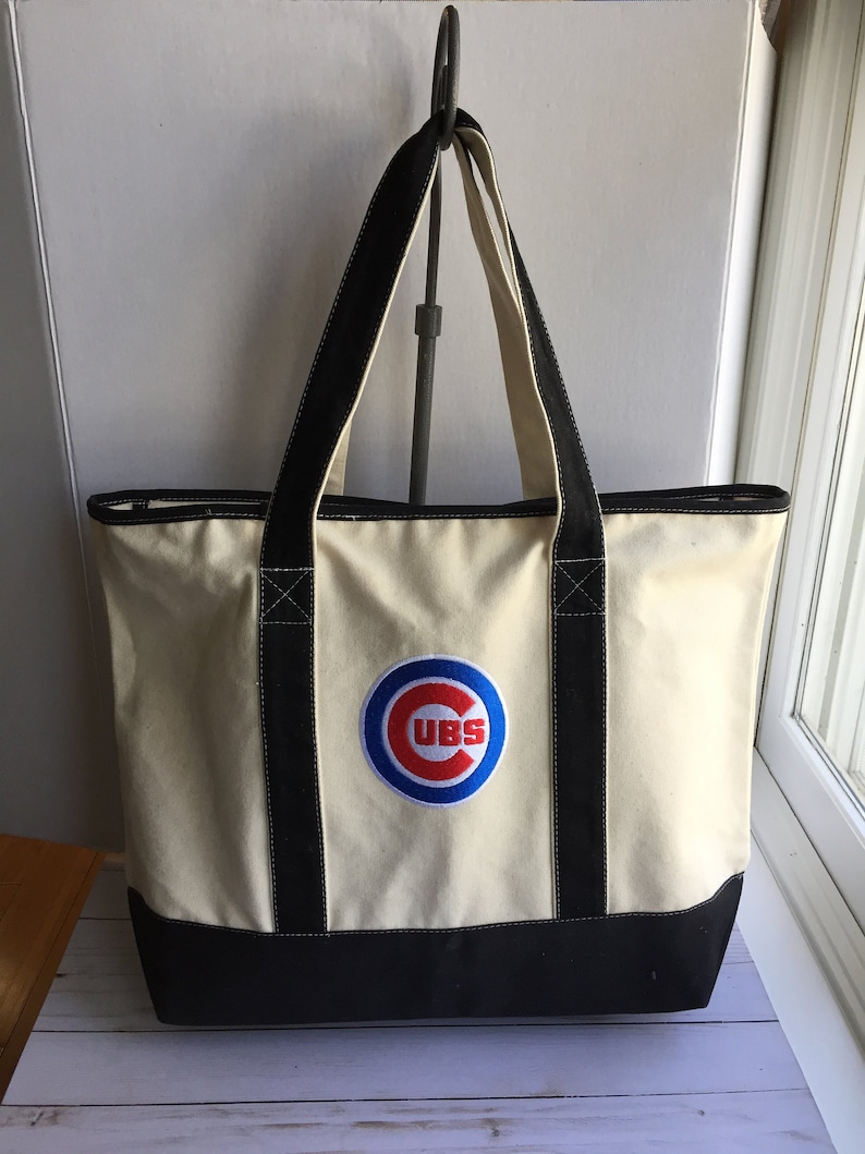 Chicago Cubs Tote bag Cubs Womans Gift Canvas Bag Cubs Tote Cubs Beach Bag Cubs Shopping Bag Large Zippered Tote Bage