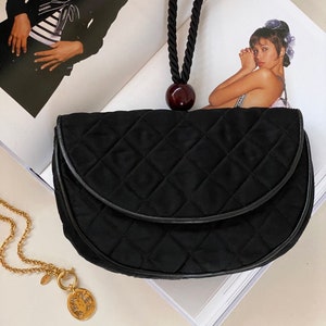 Black satin chanel evening bags - Etsy 日本