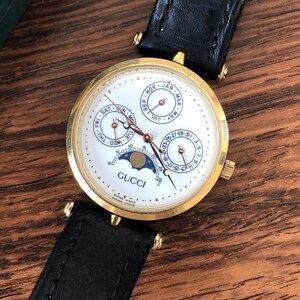 Vintage GUCCI GG Monogram 3 Face Moon Phase World Clock Time Zones Enamel Watch Working Super Rare Etsy UK