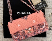 Vintage 90 39 s CHANEL CC Logos Monogram Bandana Pink Quilted Fabric Crossbody Shoulder Bag Purse Chain Strap