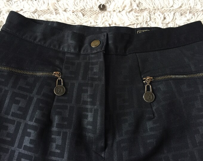 Vintage 90's FENDI FF Zucca Monogram Dark Brown Pants Jeans Dress ...