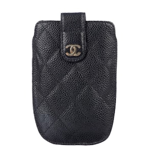 Chanel Quilted Black Caviar 'CC' Iphone 7+/8+ Wallet Case