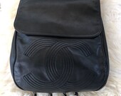 Vintage CHANEL Xl Large Quilted CC 39 s Flap Black Lambskin Leather Backpack Handbag Shoulder Purse Bag