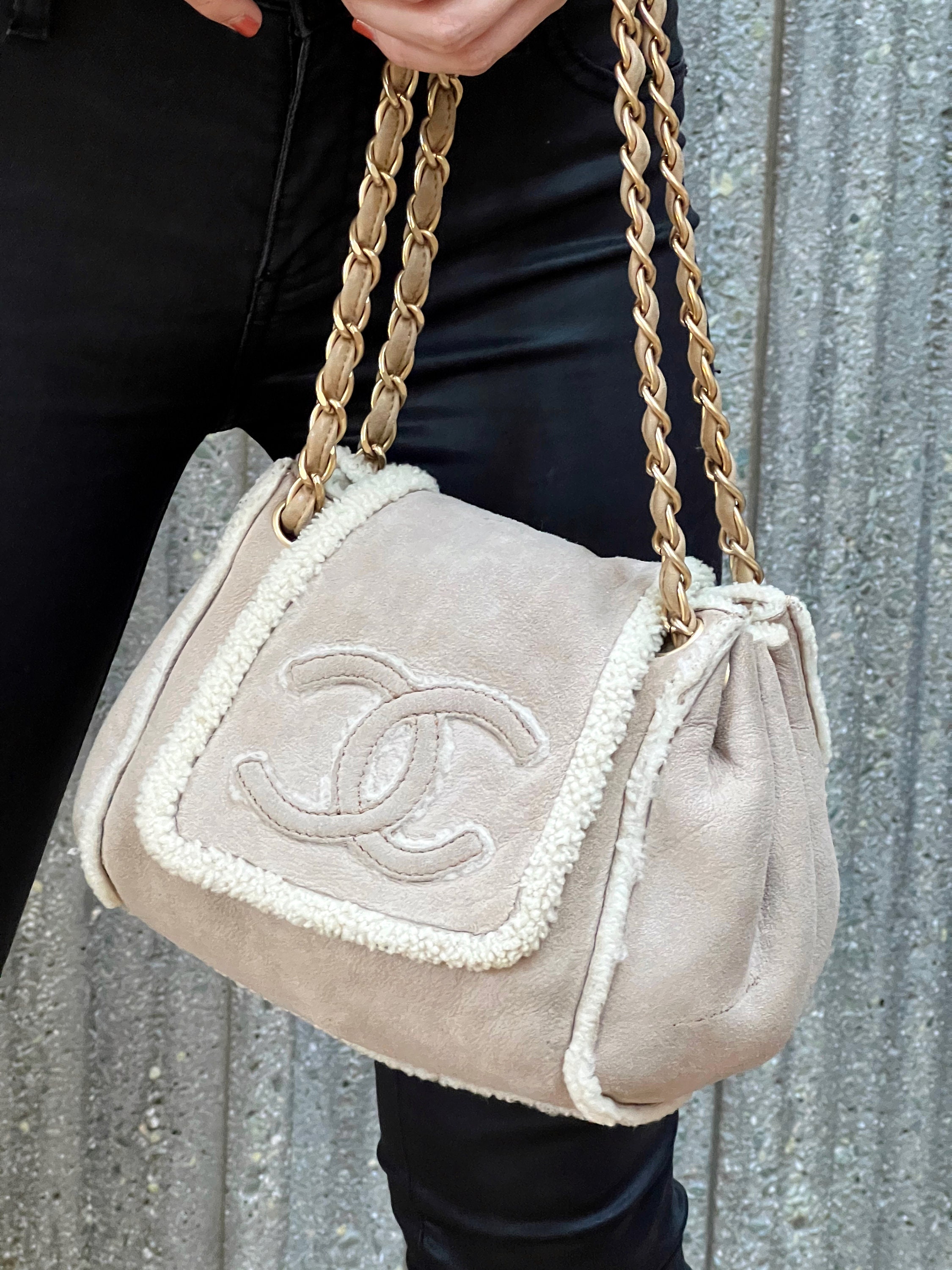 chanel shearling tote