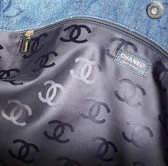 Vintage CHANEL CC Logo Monogram DENIM Fabric Handbag Tote -  Israel