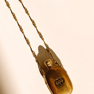 Vintage 90's GUCCI GG Monogram Gold Black Perfume Parfum Bottle Gold Charm Pendant Necklace Jewelry image 6