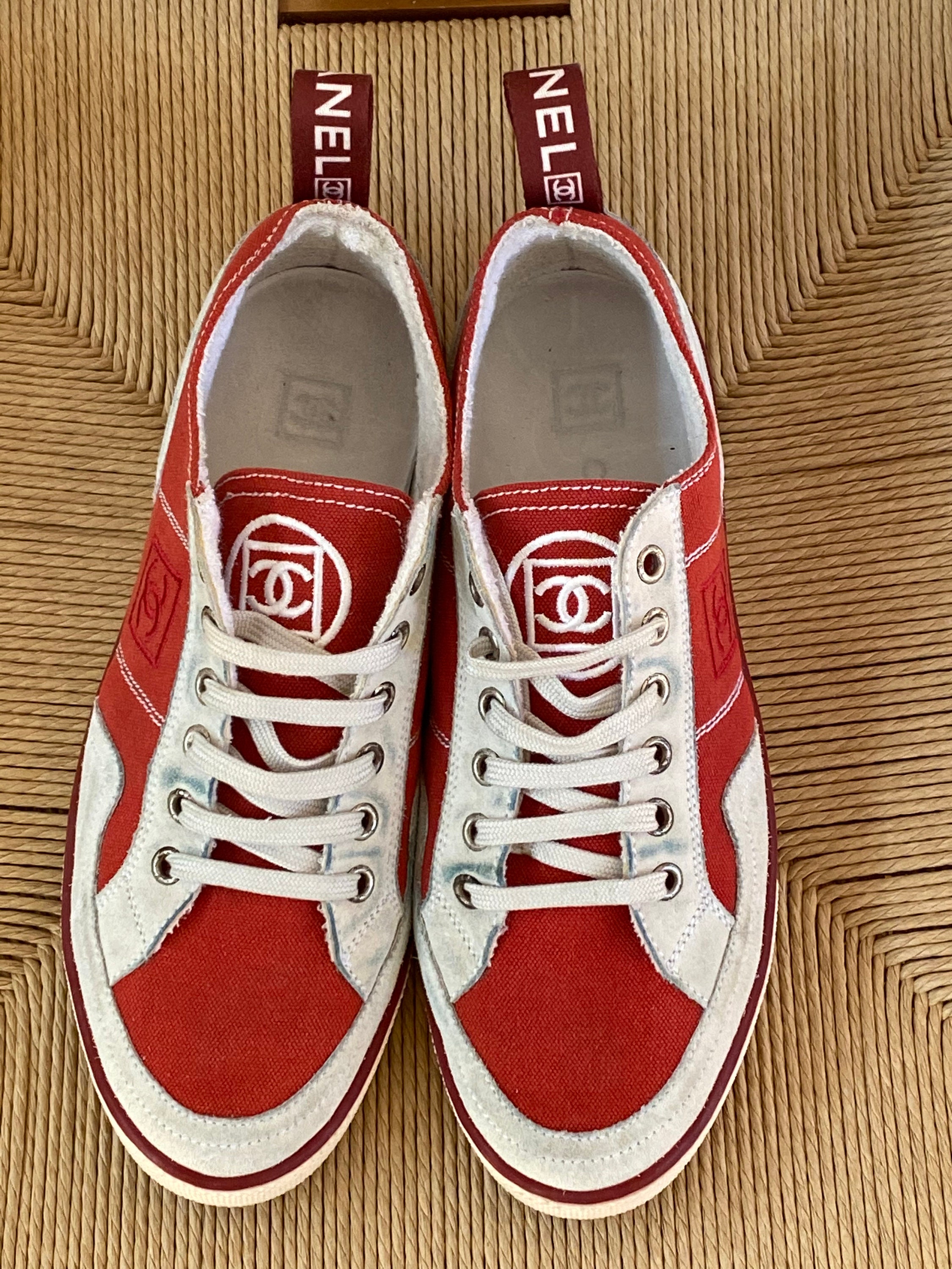 chanel red sneakers