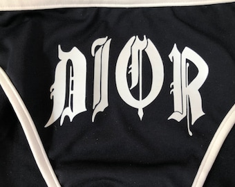Vintage CHRSITIAN DIOR GOTHIC Signature Logo Monogram Bikini