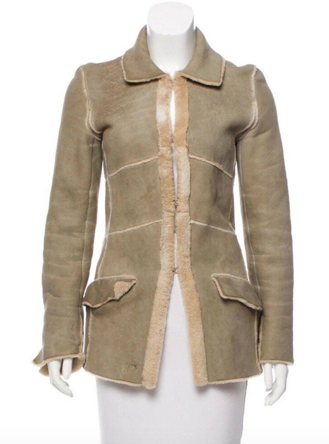 Vintage 90's CHANEL Leather Shearling Lambs Wool Beige -  Finland