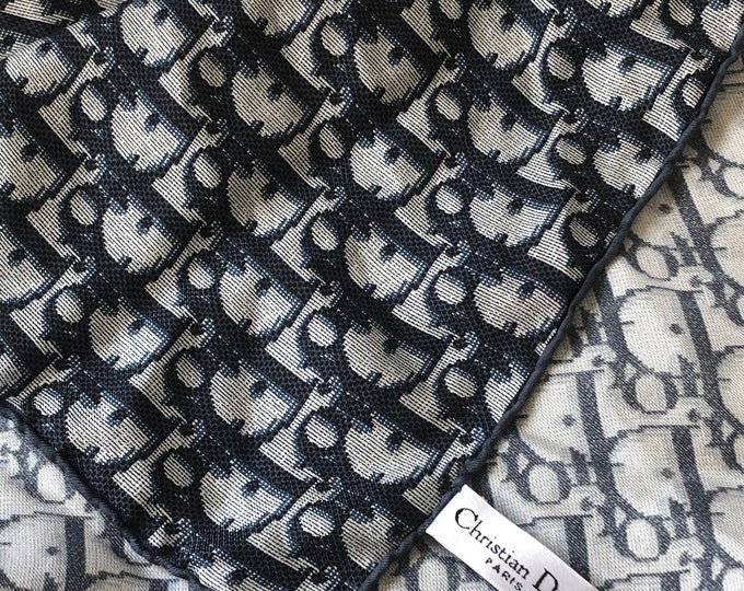 Vintage CHRISTIAN DIOR Oblique Monogram Logo Silk Scarf Wrap Hair Tie ...