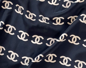 Vintage 90s CHANEL Monogram CC Logo Print SILK Black Beige Tank