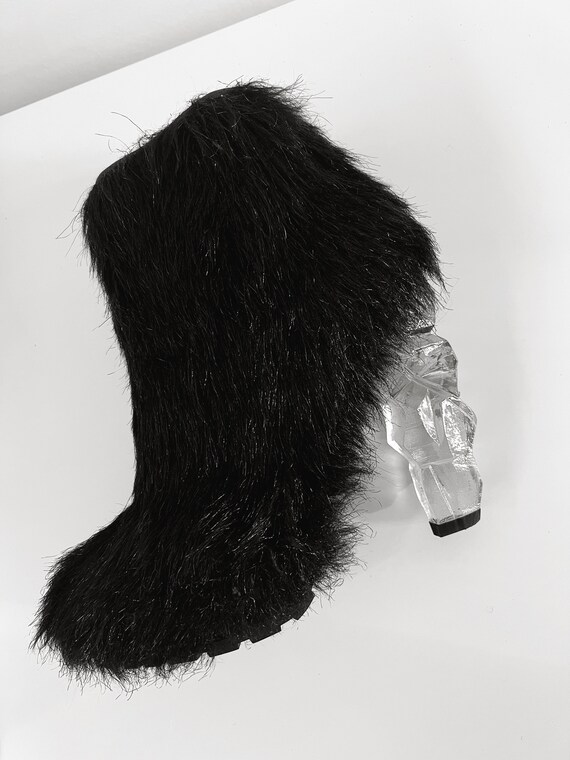 Vintage CHANEL Black Fantasy Fur ICICLE Heels RUN… - image 6