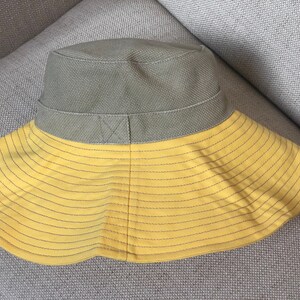 Vintage CHANEL CC Logo Monogram Linen Canvas Yellow Large Bucket Sun Beach Hat Visor image 4