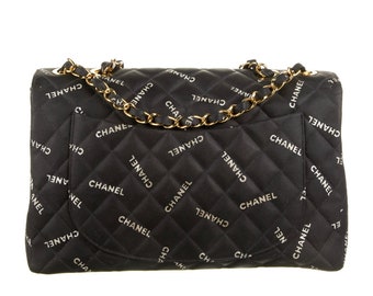 Vintage 90's CHANEL Jumbo Letters Script Maxi CC Logos Monogram