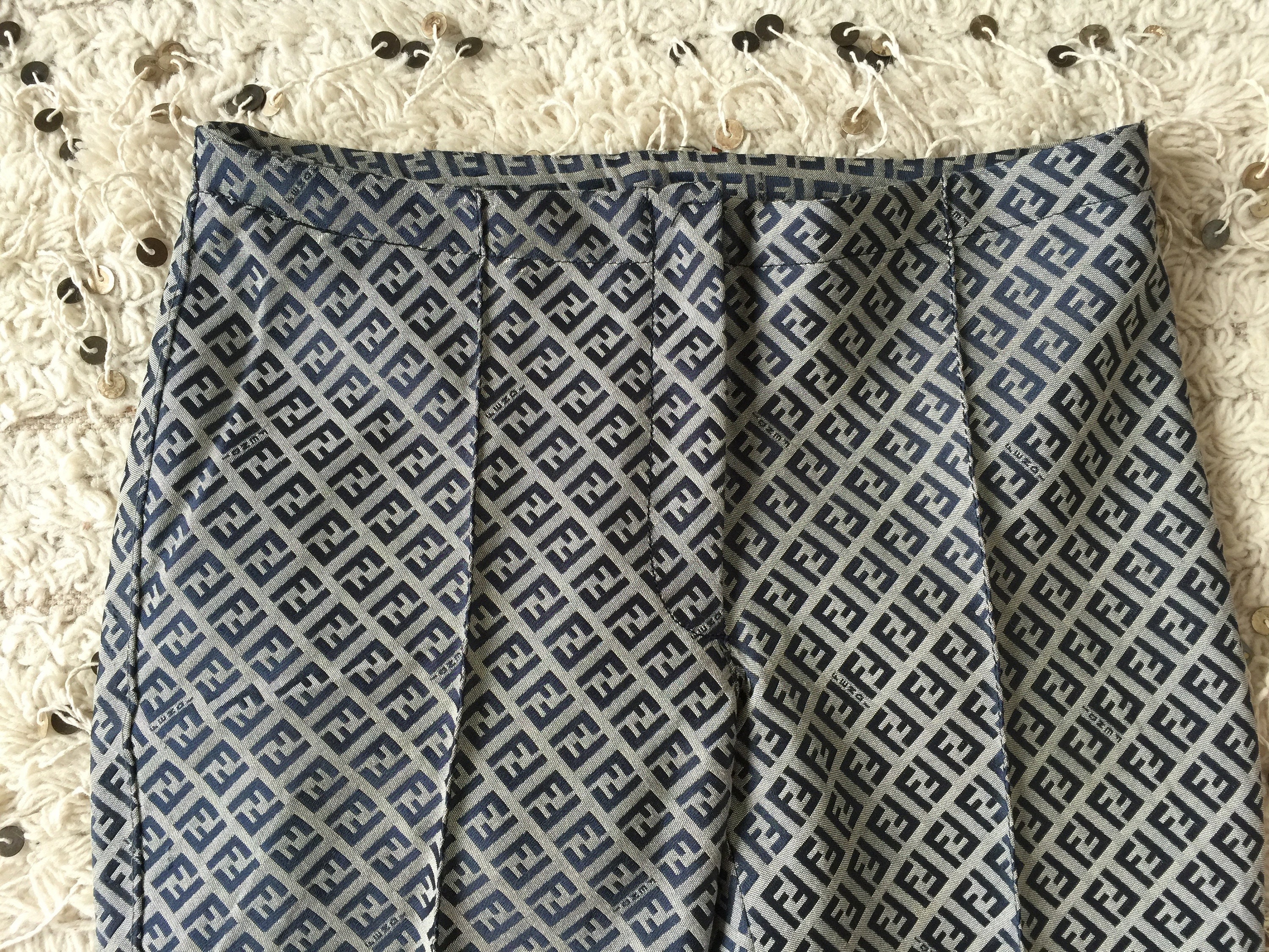 Vintage FENDI FF Zucca Print MONOGRAM Womens Navy Blue Pants | Etsy