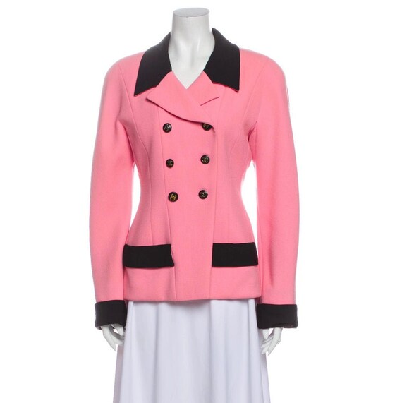 Vintage 90's CHANEL CC Logo Buttons PINK Black Jac
