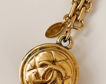 Vintage 90's CHANEL CC Logo Gold Medallion Bag Charm 