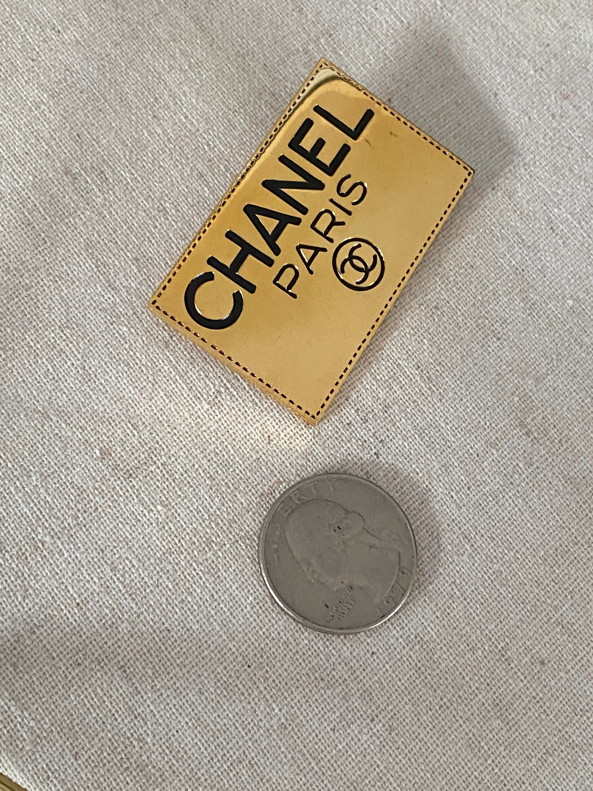 Vintage 90's CHANEL CC Logo Paris Gold Black Pin Jewelry -  Finland