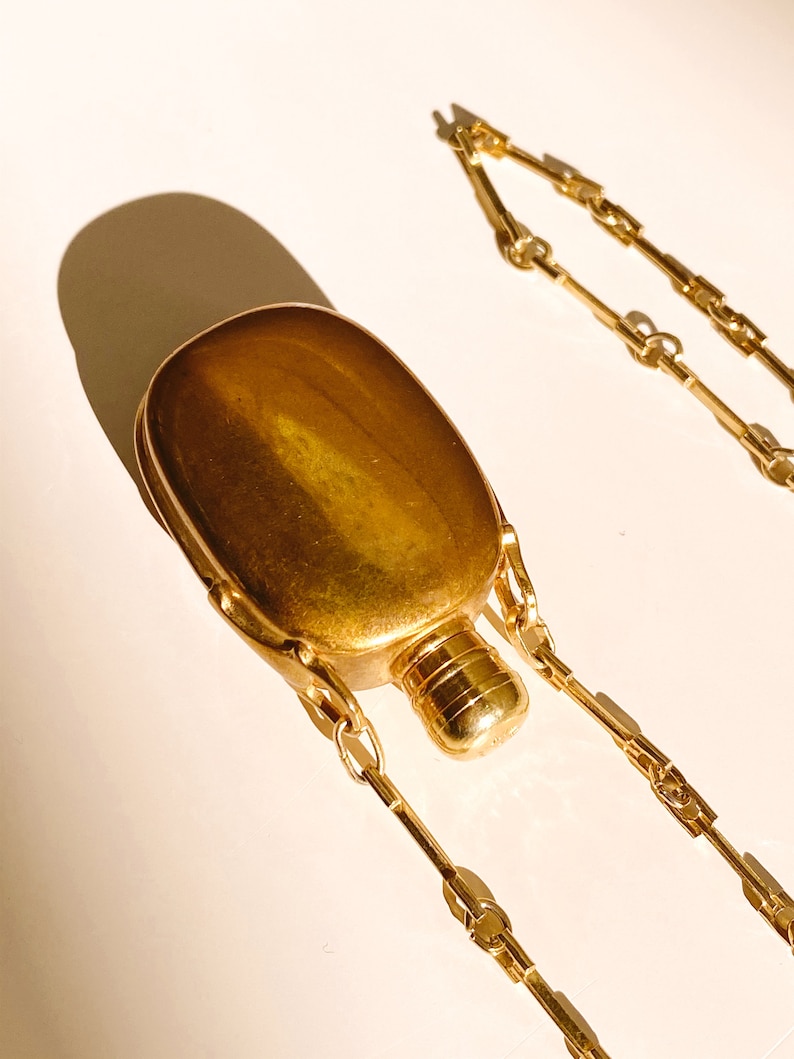 Vintage 90's GUCCI GG Monogram Gold Black Perfume Parfum Bottle Gold Charm Pendant Necklace Jewelry image 5