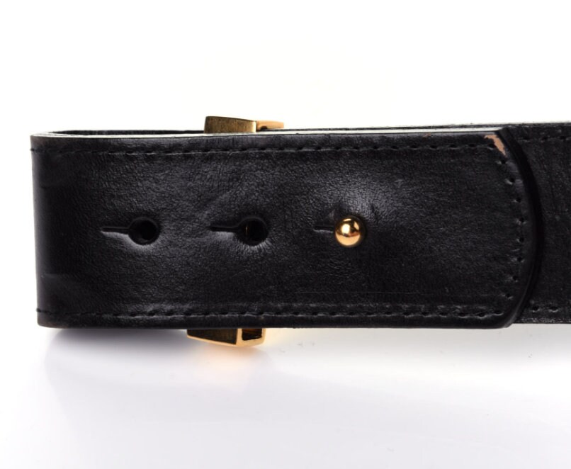 Vintage 80's CHANEL Huge Gold CC Logo Red Leather Waist - Etsy