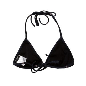 Vintage 90's CHANEL Logo Bralette Tweed Fabric Bikini Top Swim Suit Swimwear fr 40 RARE image 2