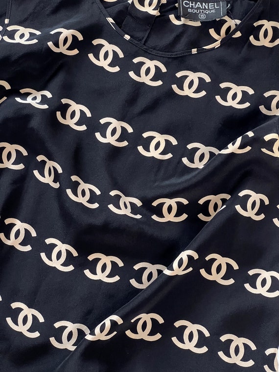 100％本物 ヴィンテージ 90 年代 CHANEL モノグラム CC ロゴ プリント トップス