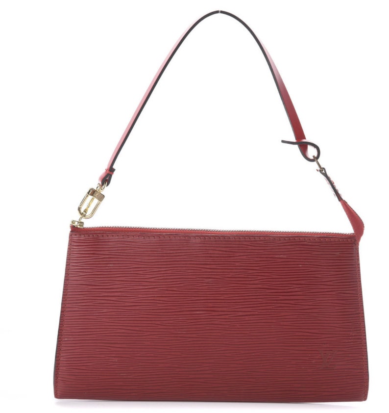 Vintage LOUIS VUITTON LV Monogram Dk Red Epi Leather Pochette Mini Shoulder Bag image 1