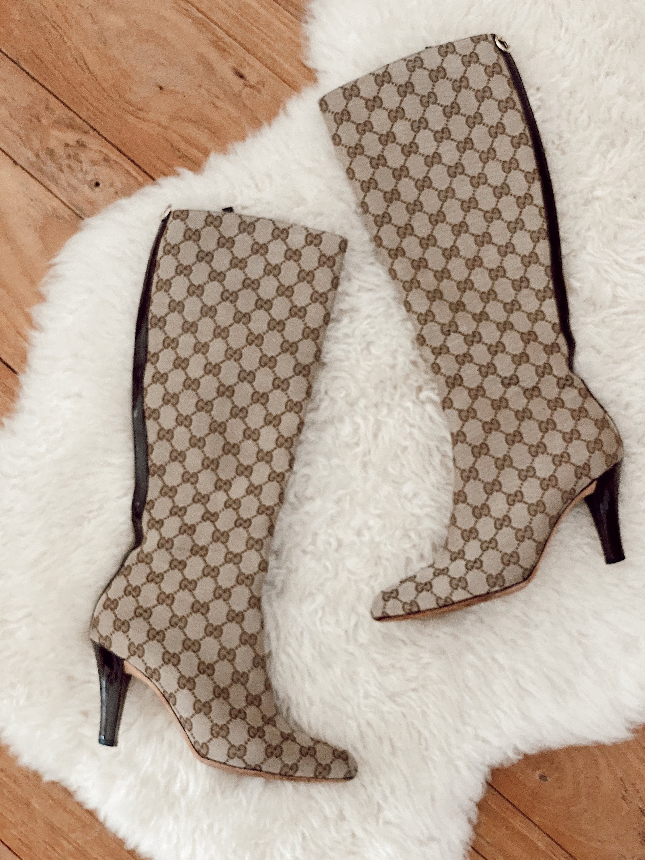 Vintage 90's GUCCI GG Monogram OTK Canvas Leather Boots - Etsy