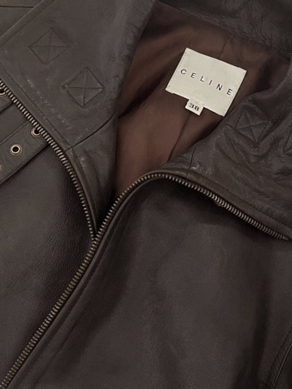 Vintage CELINE Paris Brown Goat Leather BOMBER Avi