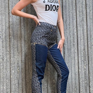 Vintage 90's CHRISTIAN DIOR Blue Trotter Logo Zipper shorts Cropped Denim Jeans Pants Trousers Galliano years RARE image 2