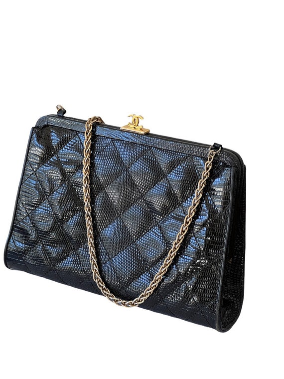 Authentic Vintage CHANEL CC Frame Black Quilted K… - image 3