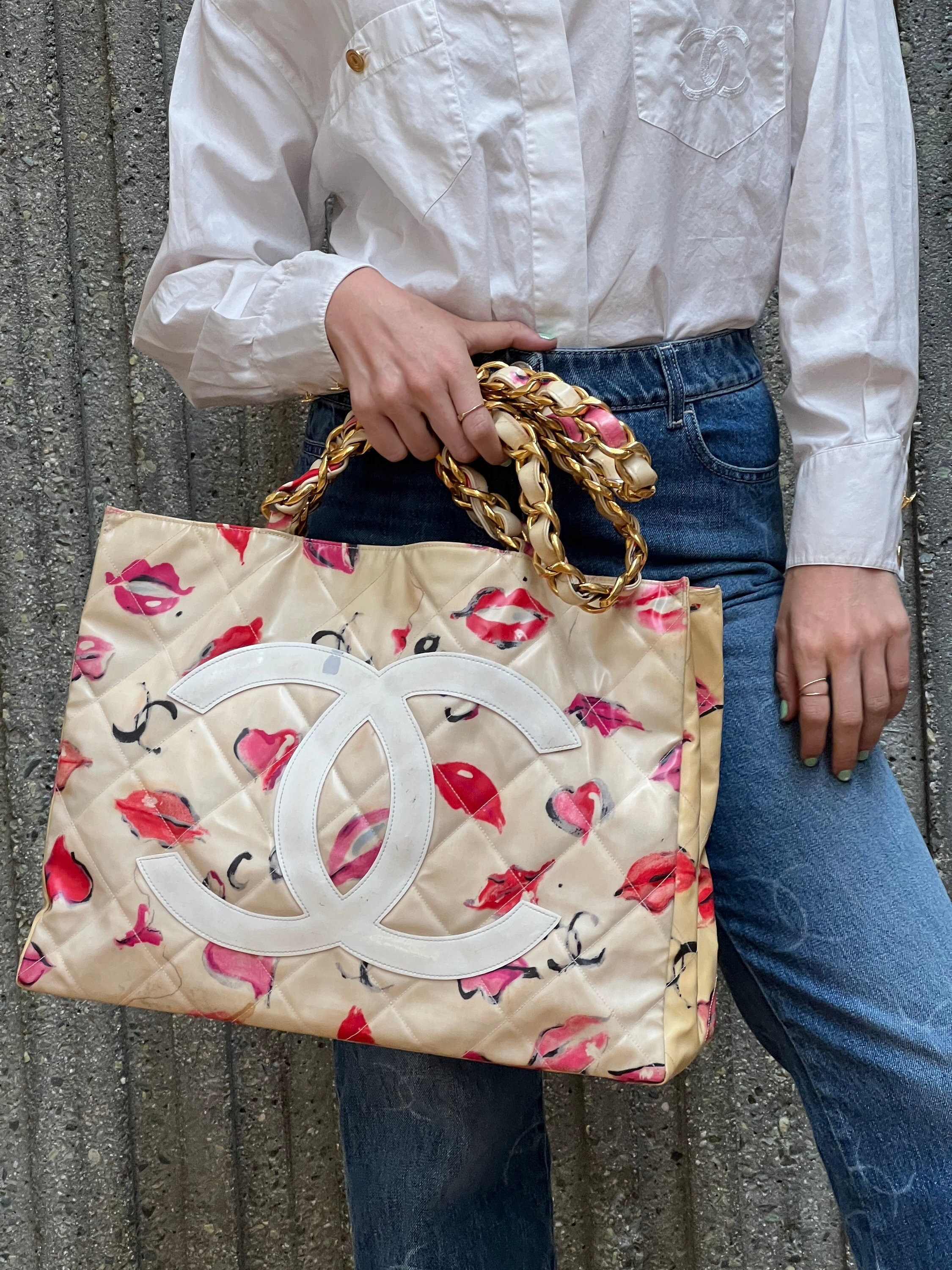 Chanel Coco Lips and Heart Vinyl Tote
