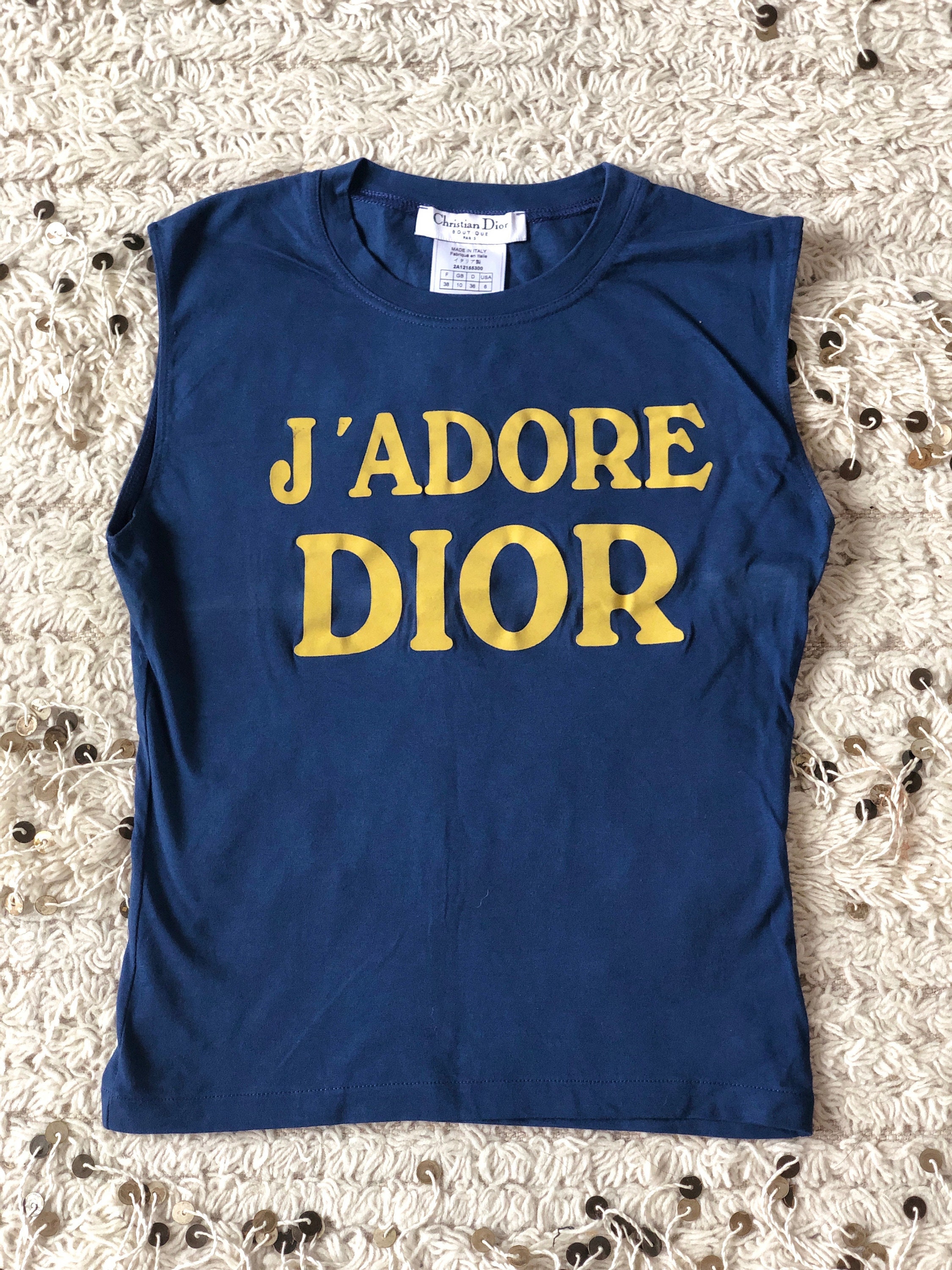 Vintage Christian Dior Paris J'adore Dior Script Navy Blue Gold