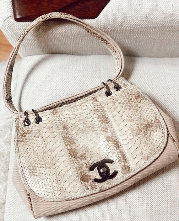 Chanel Metallic Snakeskin Jumbo Double Flap