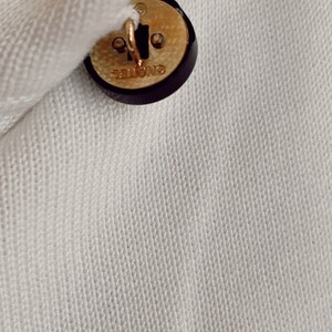 Vintage CHANEL 1996 LETTER CC Logo Monogram Button White Black Knit Cardigan Sweater T Shirt Blouse Top image 6