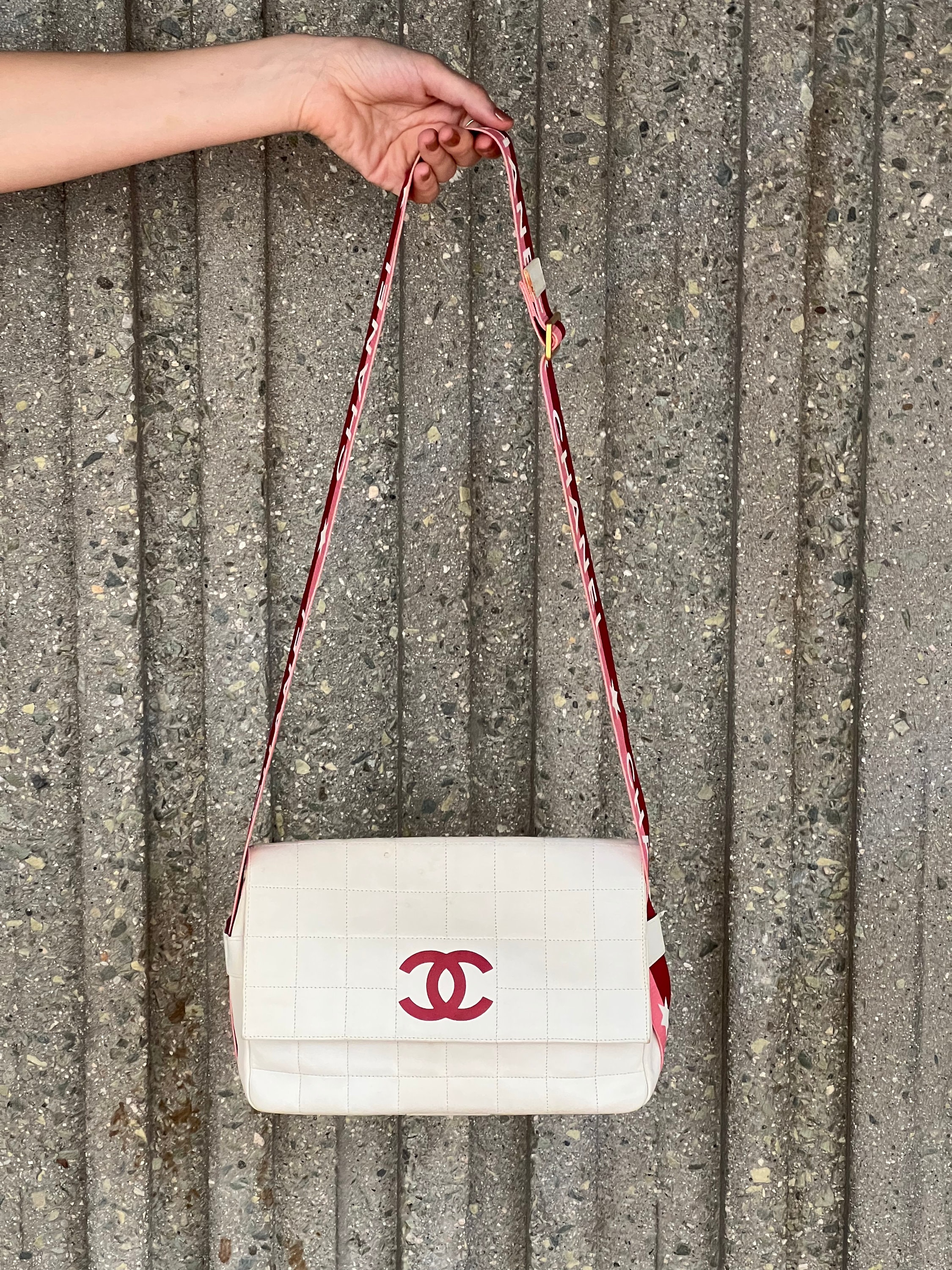 CHANEL Graphic Flap Bag Quilted Calfskin Medium