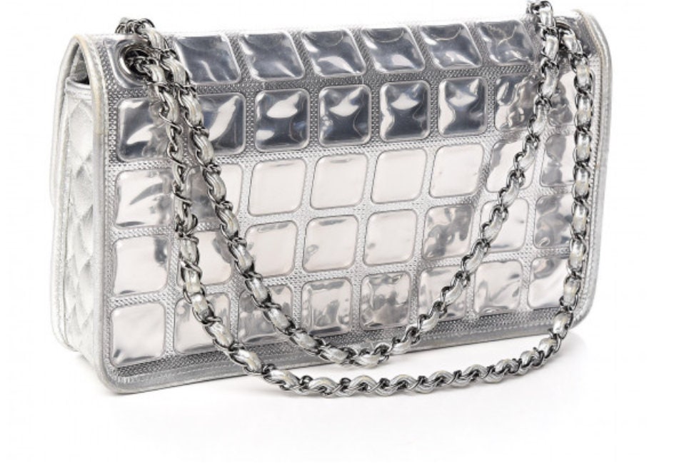 Chanel Metallic Silver CC Chain Tote Bag