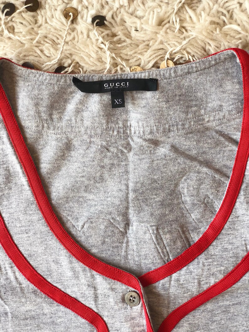 Vintage GUCCI GG Monogram Gray Red White Tank Top Jumper Shirt Etsy