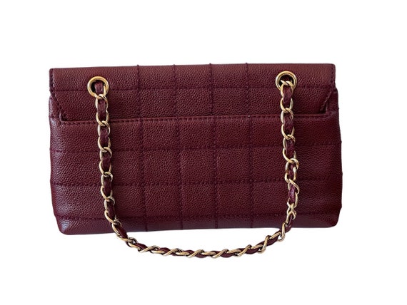 Vintage 90's CHANEL Maroon CAVIAR Leather Gold CC… - image 5