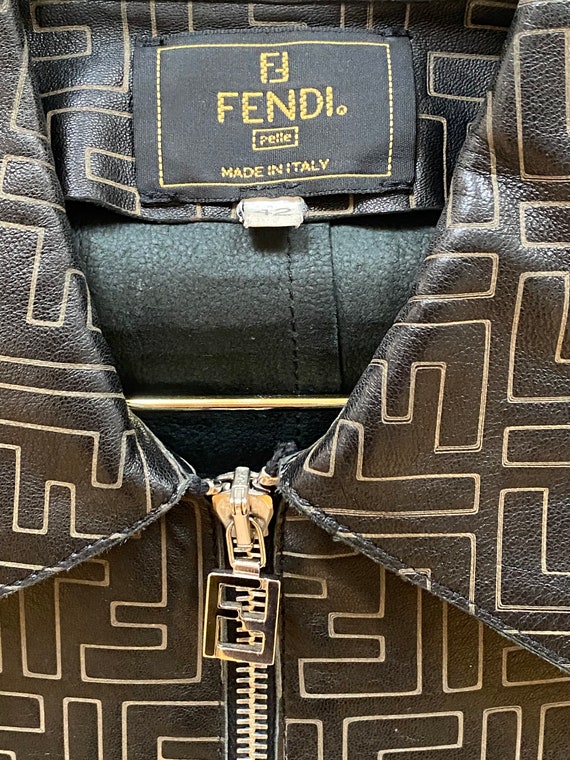 Vintage FENDI FF Leather Zucca Print MONOGRAM Wom… - image 4