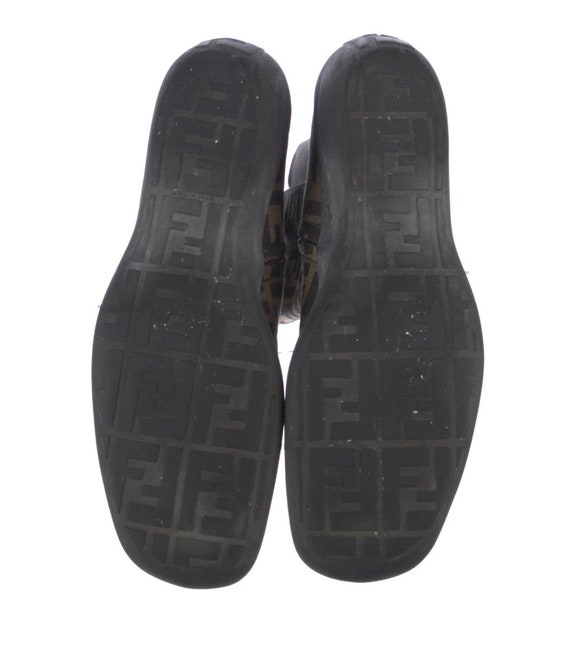 Fendi Monogram FF Logo Embossed Black Leather Boots Size 5 US